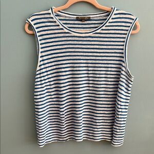 Michael Stars Blue Striped Sleeveless Top. Size Large